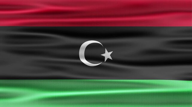Libya flag waving in seamless loop background animation