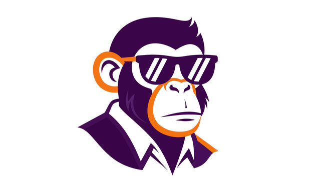 Stylized image of a cool monkey wearing sunglasses and a suit