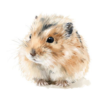 Watercolor Lemming vector, artistic painting style, high-resolution illustration on a pure white background.