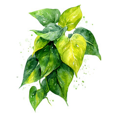 Philodendron watercolor artwork, high-quality professional vector illustration isolated on a white background. © Cooper