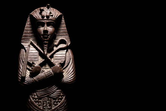 A historical egyptian sarcophagus with a mummy inside	