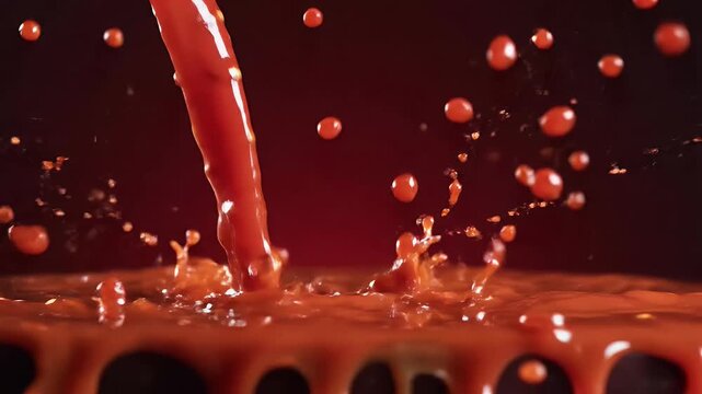 Dynamic liquid splash and crown formation against dark backdrop