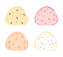 味付きおにぎりのイラストのセット