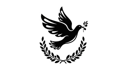 Fototapeta premium Flying dove with olive branch vector