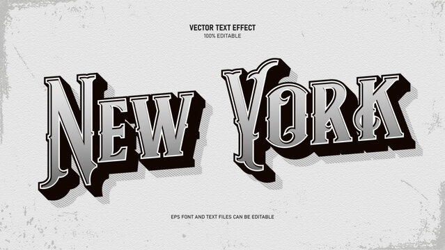 New york text effect, classic western style text effect