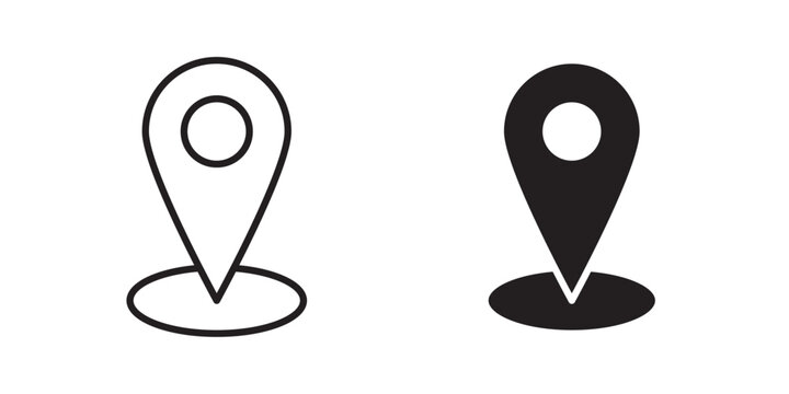 Map Location Icon. Clean and modern vector symbol representing a map location marker used for navigation, GPS tracking. Vector illustration with stroke and fill on a white&nbsp;background.
