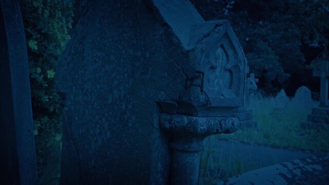 Gravestone In Churchyard In The Evening
