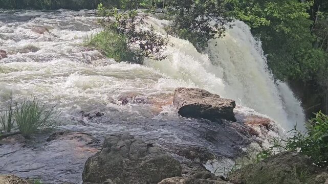 Cachoeira do Acaba Vidas in Barreiras, Bahia, Brazil. Scene of nature, watercourse. Waterfall.