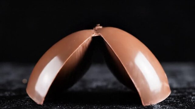 A video showcasing two brown bowls sitting side by side on a dark surface with a black background