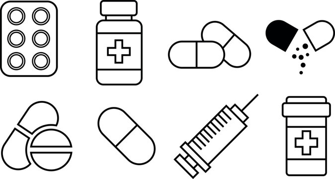 Medical and pharmaceutical icons