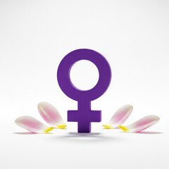 Purple female gender symbol with bunny ears isolated on transparent background