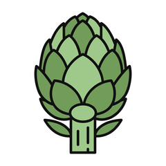 Illustration of an artichoke with simple and clean line design