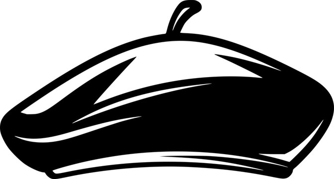 Beret hat vector black silhouette print design
