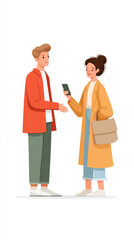 Fototapeta premium Offering help and comfort - sharing a mobile phone with a friend in need
