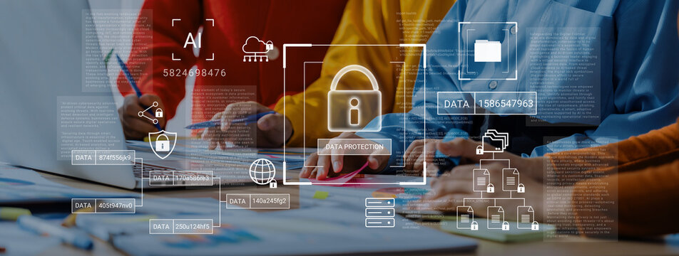 Digital padlock surrounded by data security diagrams representing encryption, network protection, and secure information management Parse