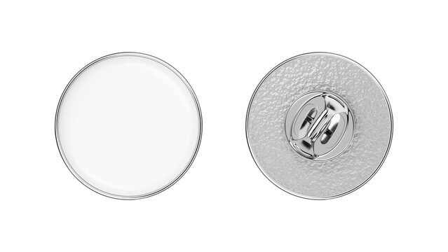 Round enamel metal pin mockup. Souvenir. Badge. Merchandise template featuring company branding or logo.