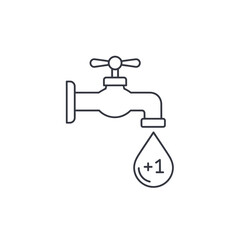 Water Tap with Number One Droplet Save Water Icon