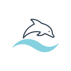 Fototapeta premium Water Wave Forming Dolphin Shape Ocean Icon
