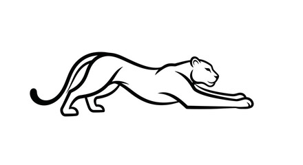 Fototapeta premium Leaping panther outline illustration