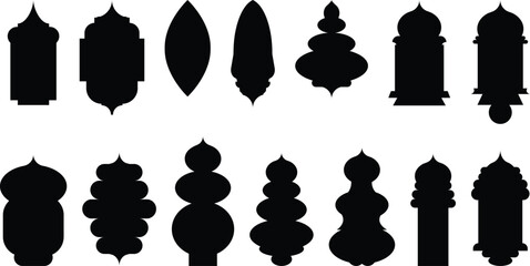 Islamic architectural and decorative shapes silhouettes © abdur