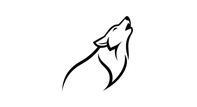 Silhouette wolf howling vector illustration