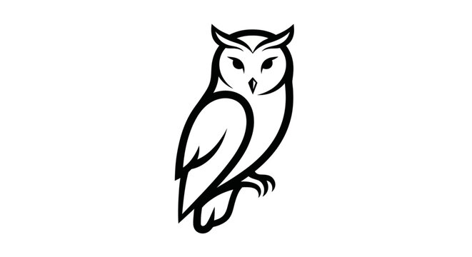 Stylized black and white owl icon