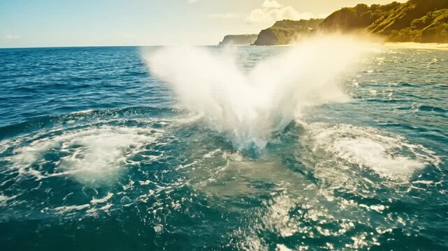Dolphins Jumping and Playing in Ocean Waves.