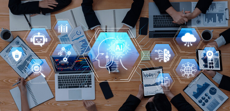Artificial intelligence use case concept linking analytics, security, cloud services and operations for modern organizations. Corpus