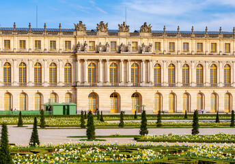 Versailles palace and gardens in spring outside Paris, France