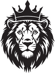 Fototapeta premium A black and white image of a lion with a crown on its head Vector, illustration