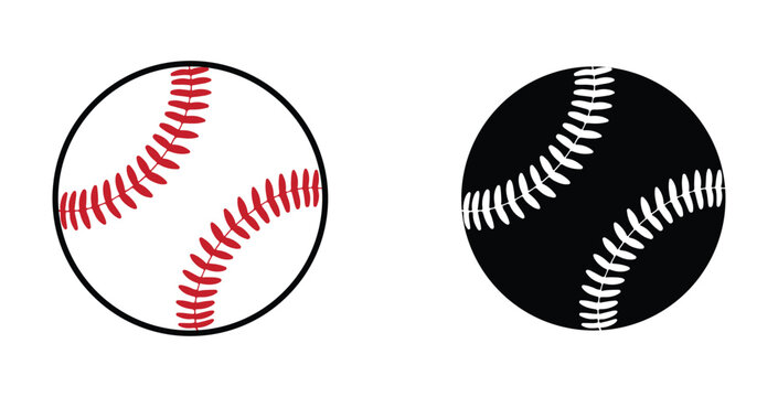 Set of baseball ball vector illustration, Minimal flat design isolated on white background
