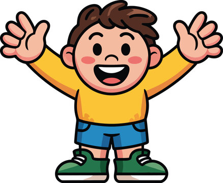 Have a great weekend cheerful boy jumping in happy celebration pose