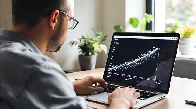 Small business owner analyzing sales graph for digital growth strategy