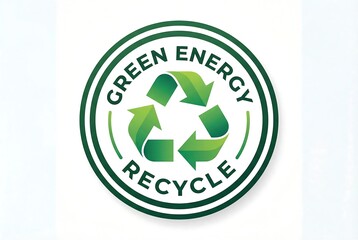 Green Energy Recycle Symbol on White Background