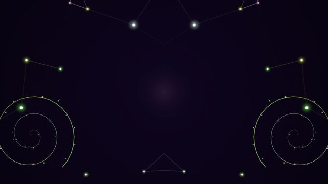 Cosmic Swirls and Star Constellations on Dark Night Sky Background.