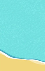 Summer beach landscape design template with copy space for text. Hand drawn vector tropical background with top sea view