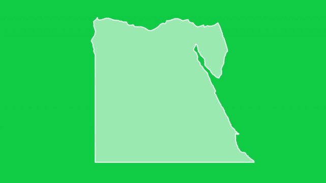 Egypt map glow outline animation with green background