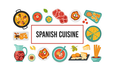 Fototapeta premium Delicious spanish cuisine: tapas, paella, and traditional dishes