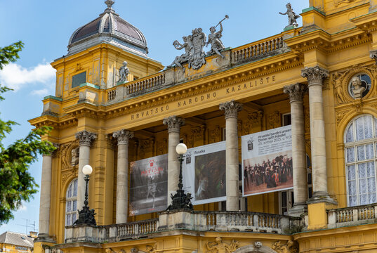 Zagreb, Croatia - May 11, 2025: A picture of the Croatian National Theatre.