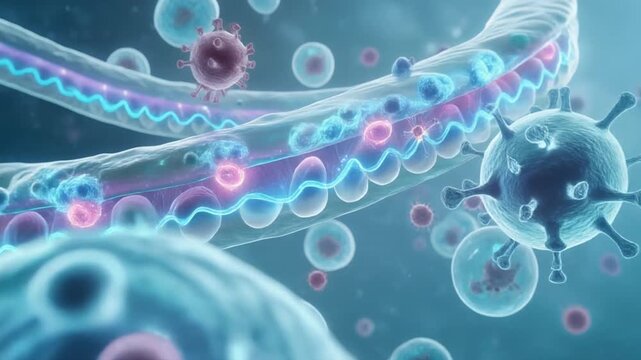Hyper-realistic visualization of interferon activating antiviral gene expression in microscopic cellular environment