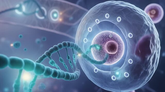 Hyper-realistic visualization of interferon activating antiviral gene expression in a cell