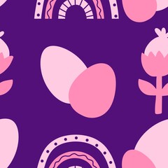 Fototapeta premium Easter seamless pattern with eggs for wallpaper and kitchen fabrics and textiles and kids linens and wrapping paper
