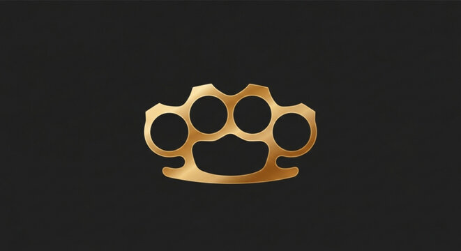 Golden Brass Knuckle Isolated on Dark Background