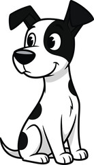 Obraz premium A happy cartoon dog sitting and looking away with a big smile on its face
