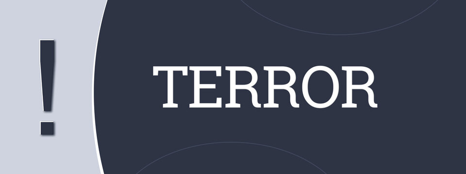 Terror (terror) - A blue banner illustration with white text.