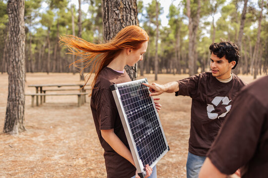 Young environmentalists learning about solar energy