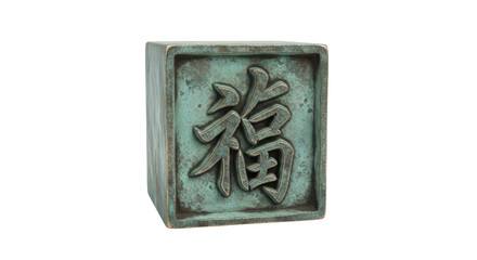 Bronze block with Chinese symbol for good luck
