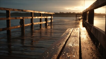 Fototapeta premium Pier Bench at Sunset