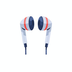 White Earbuds with Orange Accents on White Background