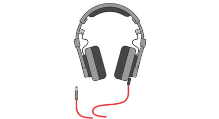 Fototapeta premium Gray Wired Headphones.